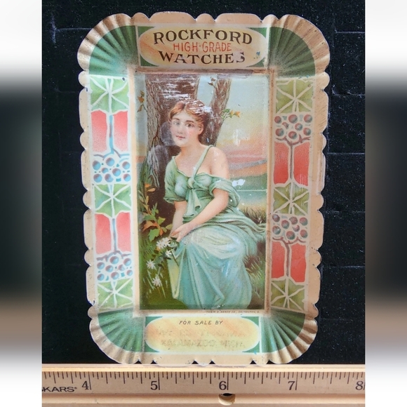 Rockford Watch Co. Other - Antique Rockford Watch Co Advertising  Litho Tin Tip Tray Sidney NY A E WARREN